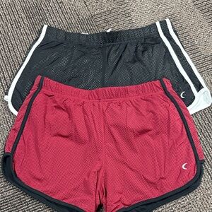 Women's Black and Red Performance Athletic Shorts